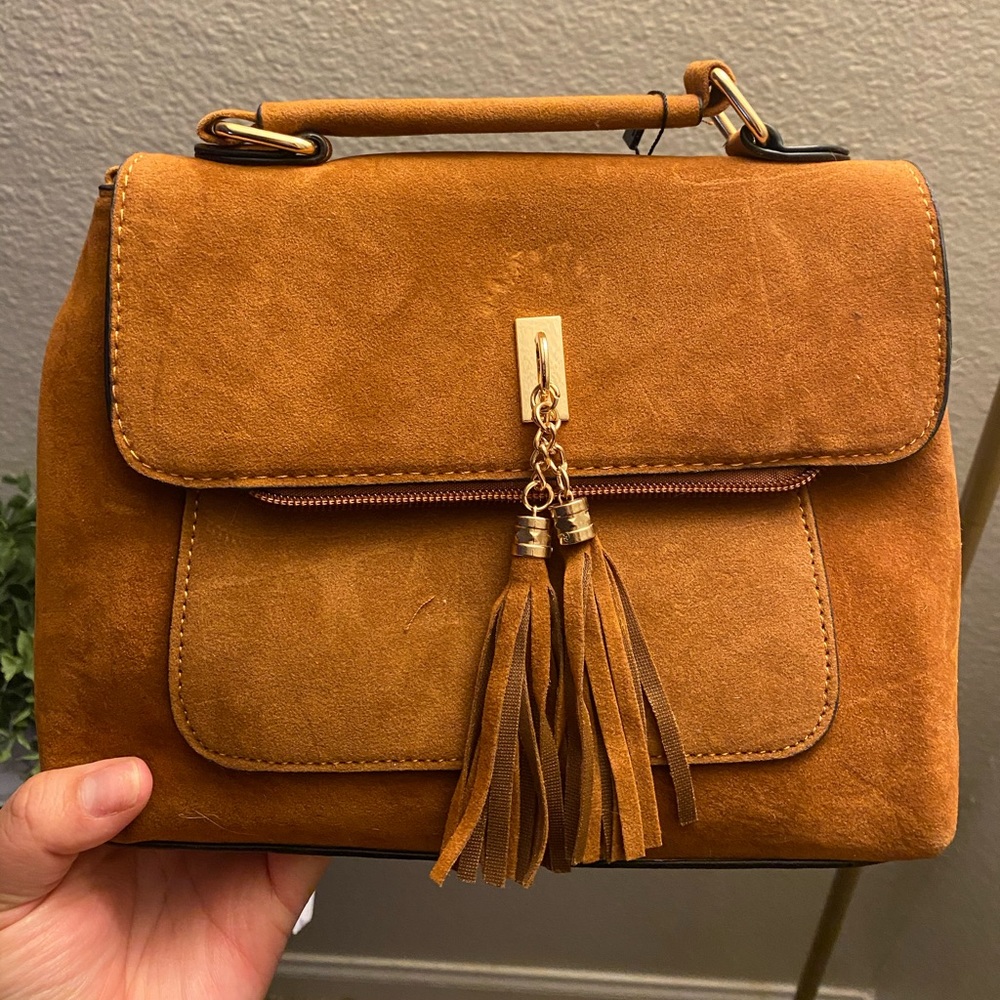 Suedette Tassel Cross Body Bag
